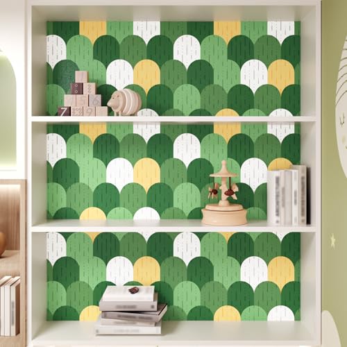 Papier peint moderne vert à décoller et à coller bohémien géométrique - 3
