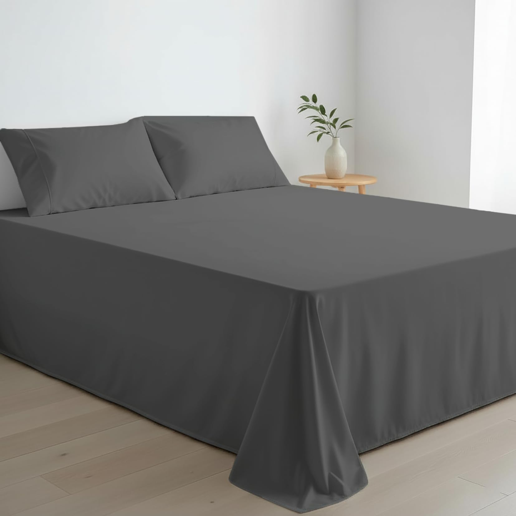 Dreema Premium Small Double Flat Sheet 100% Egyptian Cotton 400 Thread Count - 4ft Bed Sheets Hotel Quality High Thread Count (210 x 250 cm) - Soft Durable Bedding Set with 2 Pillowcases