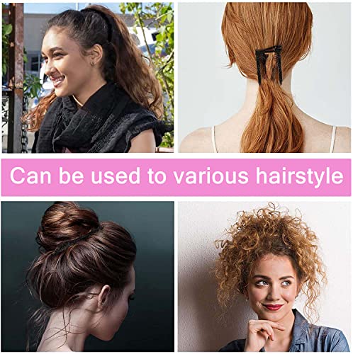 Glecurv 2Pcs Banana Hair Clips Large Stretchy Banana Clip For Curly Wavy Thick Hair No Crease Adjust Clincher Comb Ponytail Hair Grip For Women Hair Styling Accessories (30Teeth,Black+Glitter Blue) #TOP6
