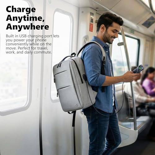 Image of GadgetBite Graphite 20L Laptop Backpack with 15.6 inch Laptop Compartment, USB Charging Port, Organiser Pockets and Bottle Holder. Ideal for Office, College and Travel