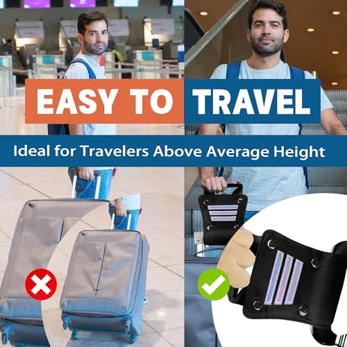 Image of Luggage Handle Extender, 6 Inch, Black, Nylon, Ideal for Tall Travelers, Secure Clasps, Reflective Strips