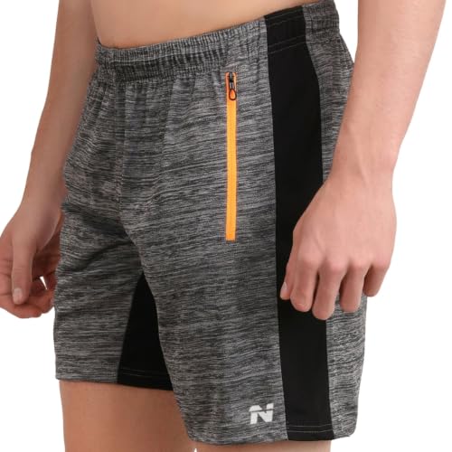 Image of NINQ Men's Sports Shorts Pack of 2 | Casual Gym Shorts with Side Zipper Pockets, Elastic Waist & Quick-Dry Comfort for Running & Workout
