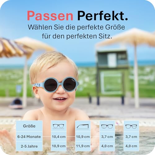 Mausito Sonnenbrille Kinder 6-24 Monate Jungen flexibler Rahmen & verstellbares Band | Vergleichssieger Kindersonnenbrille 100% UV-Schutz & Schadstofffrei | Europäisches Design, sicherer Halt