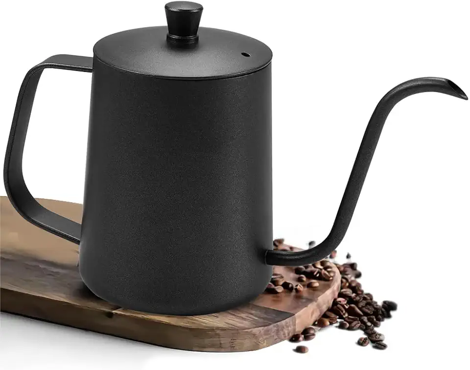 Bule Bico de Ganso (600ML), Chaleira Pescoço de Ganso, Chaleira com Pescoço de Ganso Para Café de Aço Inoxidável 304 com Bico Longo Estreito