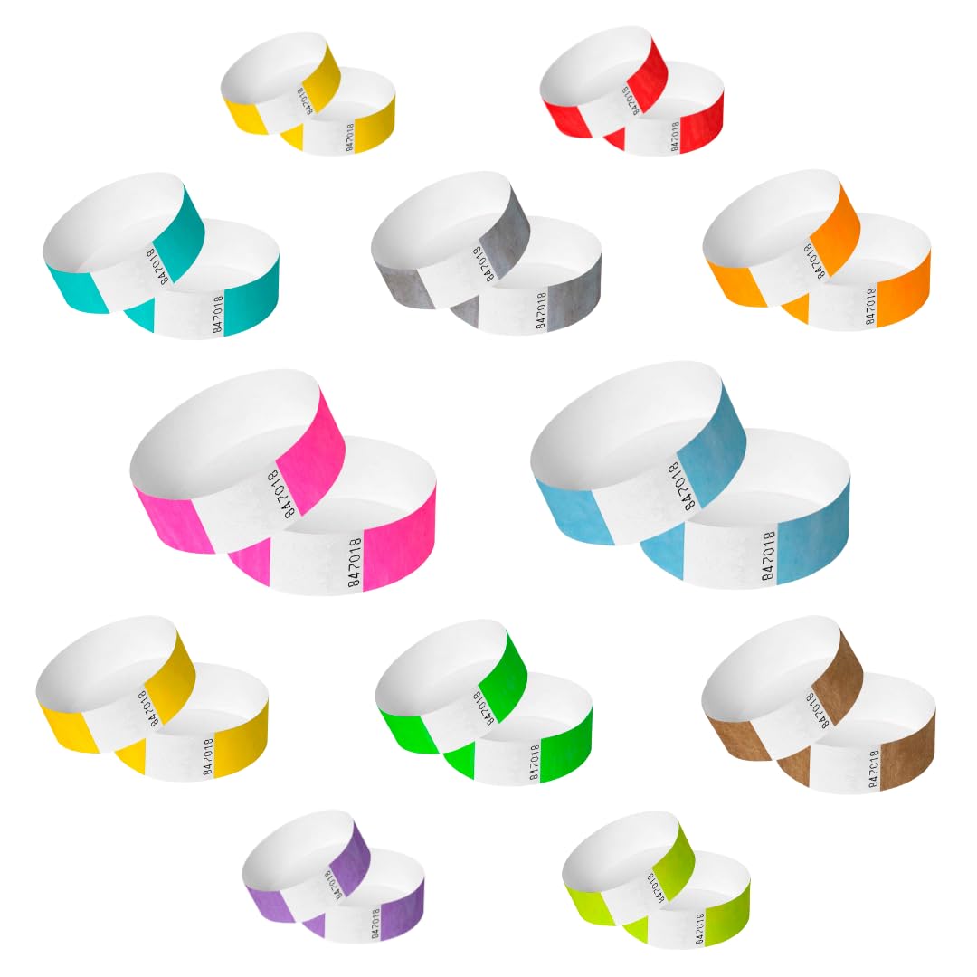 Tyvek Wristbands, 100 Pack by AA Wristbands for Parties, Security, Festivals, Events. Paper Like Wrist Bands(Multi-Coloured)