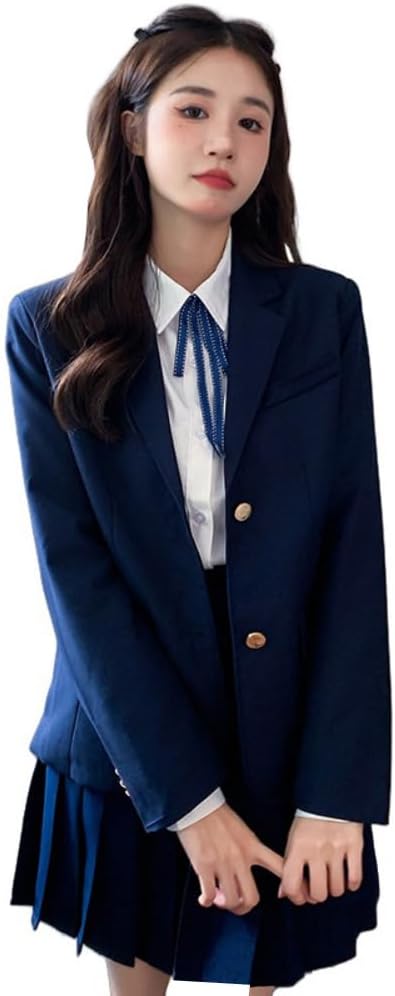 Womens Class Costume British Style School Girl Uniform JK Blazer Jacket Suit 2 Button Single Breasted Outfit