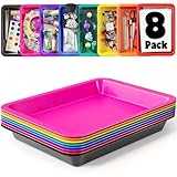 Set of 8 Kids Activity Plastic Tray, Rainbow of Colors, Arts and Crafts Organizer Tray, Serving Tray, Great for Crafts, Beads, Orbeez Water Beads, Painting and Montessori Work