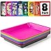 Set of 8 Kids Activity Plastic Tray, Rainbow of Colors, Arts and Crafts Organizer Tray, Serving Tray, Great for Crafts, Beads, Orbeez Water Beads, Painting and Montessori Work