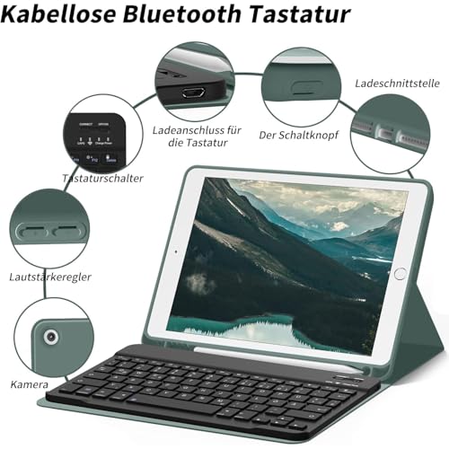 aoub Tastatur Hülle für iPad 9./8./7. Generation 10,2 Zoll 2021/2020/2019 – Ansicht 3