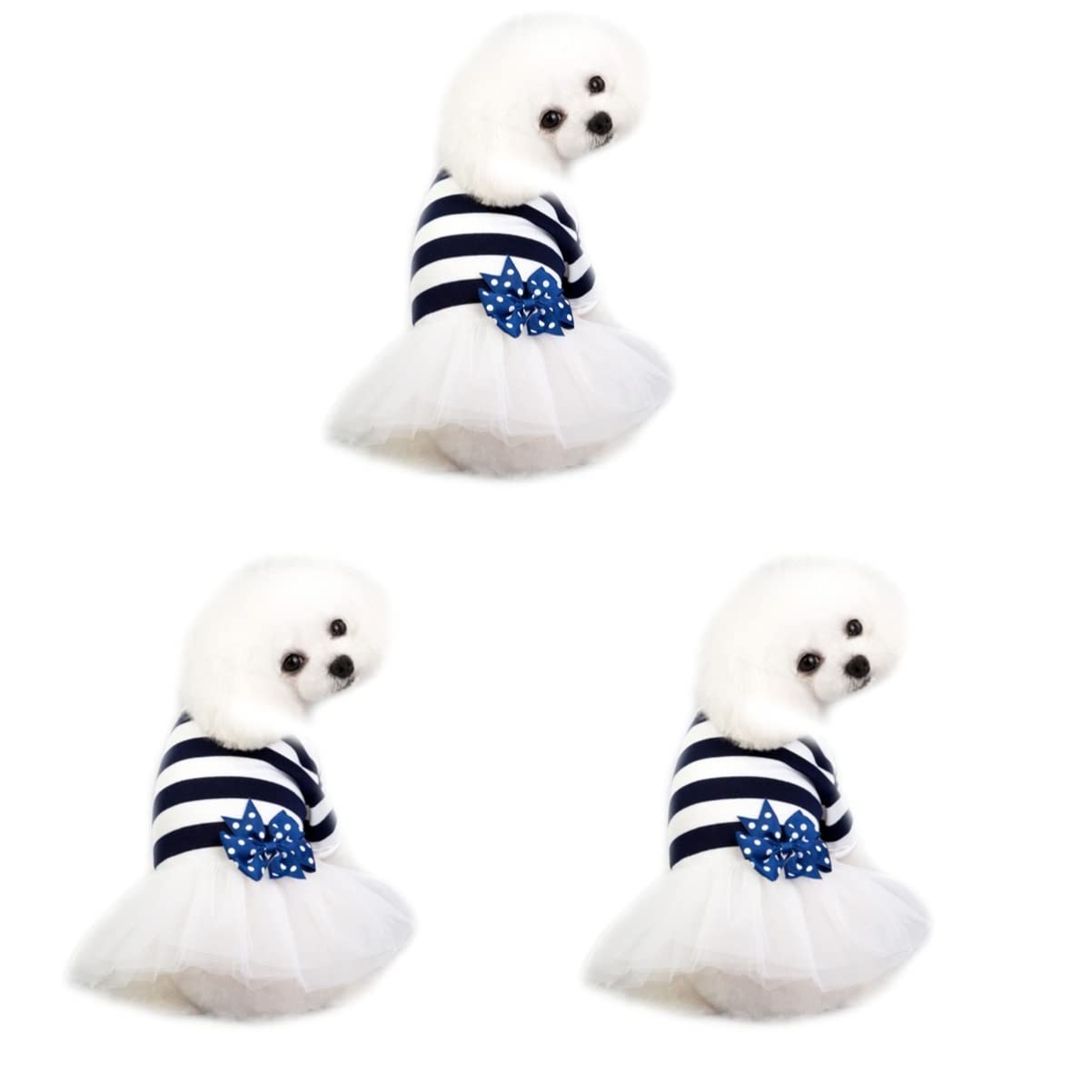 Jupe en tulle pour animaux de compagnie : lot de 3 robes bleu foncé pour petit chien