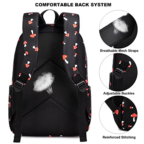 Mushroom School Backpack for Girls Womens, School Bags Collge Bookbags Laptop Backpacks for Kids Teens Adults4