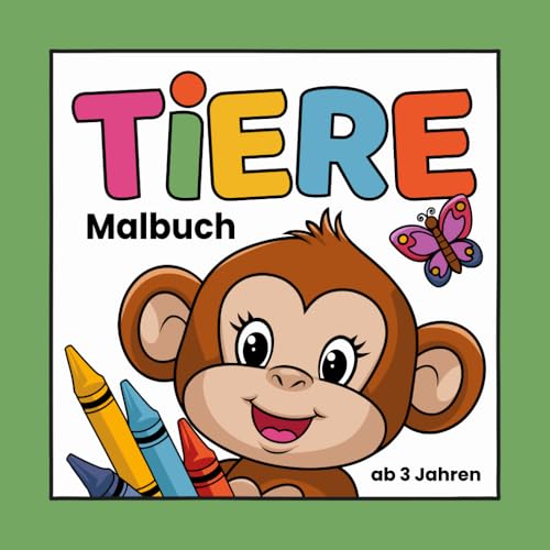Tiere - Malbuch ab 3 Jahren: Liebevoll gestaltete Ausmalmotive für Kinder - Bauernhof, Dschungel, Meer, Wald und weitere Lebensräume