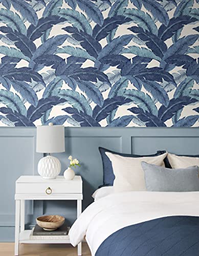 Image of Tommy Bahama - Premium Peel and Stick Wallpaper, Designer Tropical Wallpaper for Bedroom, Dorm Room Essentials, Self Adhesive, Vinyl, 30.75 Sq Ft Coverage (Swaying Palms Collection, Azure)