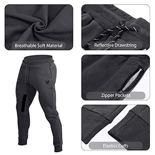 Image of ZENWILL Mens Tapered Workout Running Pants, Jogger Training Sweatpants Slim Fit with Zip Pockets