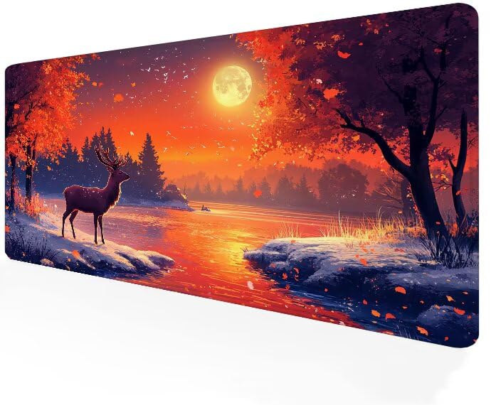 Tapis de souris automne XXL antidérapant pour éviter les glissements