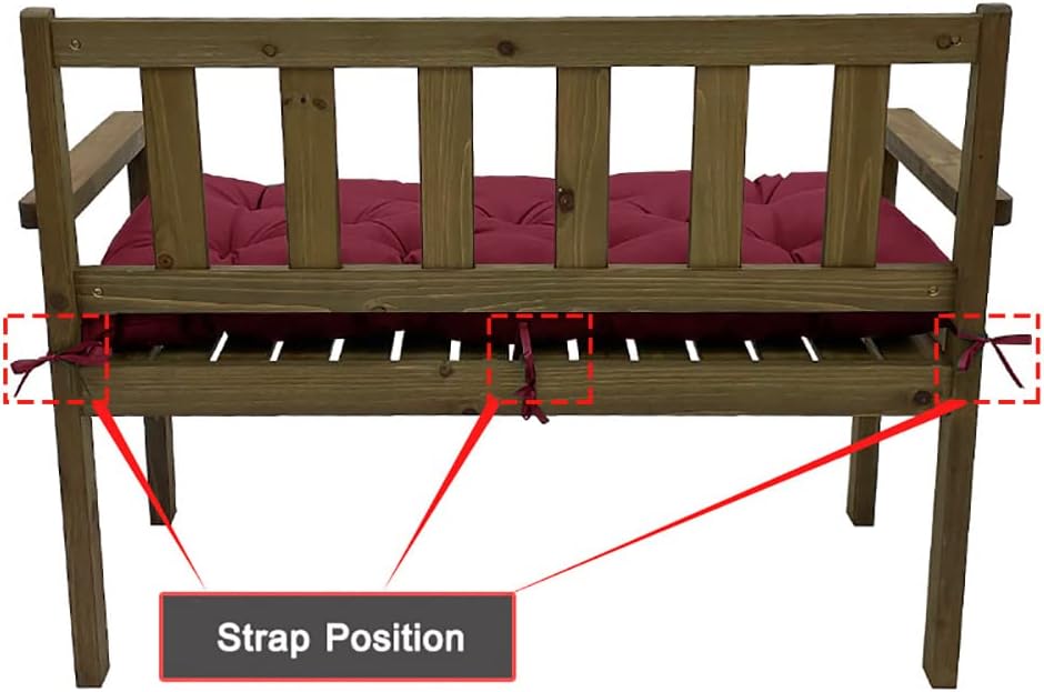 Srutirbo Indoor Outdoor Bench Cushion, Waterproof Swing Cushion Seat Chair Replacement Pads Pillow for Lounger Garden Furniture Patio Metal Wooden (Burgundy, 47 * 20inch)