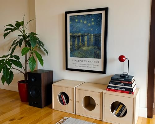 Image of Waltractive Vincent Van Gogh Paintings Framed Poster with Beautiful Quotes - Available in 33x22 and 48x33 CM - Classic Art Poster with sleek Black Frame - Elegant Home and Office Decor (Starry Night over the Rhone, 13x19 Inch, Framed)