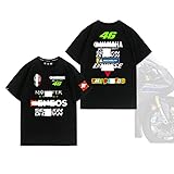 [DJ-A1wayS] バイクTシャツ バレンティーノ・ロッシ 46番 レーシングレプリカ 半袖 100%純綿 メンズ レディースティーシャツ スポーツウェア 男女兼用 (黒い,XL) [並行輸入品]