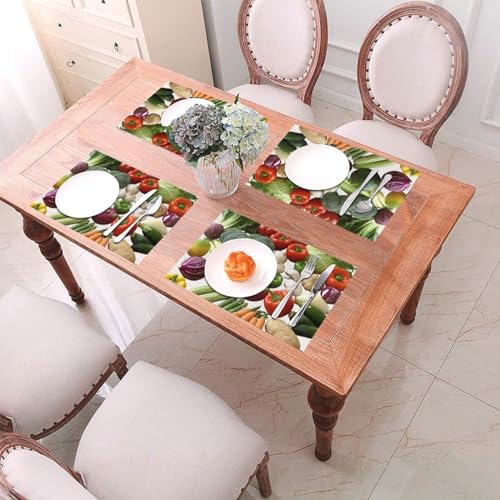 Lot de 4 sets de table antidérapants faciles à nettoyer en PVC