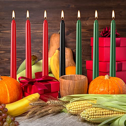 7 Pack Kwanzaa Taper Candles Set - 3 Red, 3 Green, 1 Black - Premium Quality Candles Handicapped Taper Candles, Dripless And Smokeless - Set Of 7 (10 Inch, Kwanzaa) #TOP5