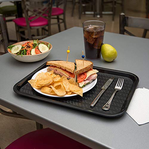 Image of Serving Tray Platter Rectangular Shape Plastic Trays for Drink Breakfast Tea Dinner Coffee Salad Food for Dinning Table Home Kitchen 12x16 Inches Black