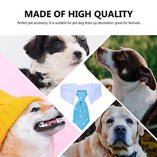 Cachorro de estimação vestido com coleira falsa gravata estrela de cinco pontas (CW12 azul)