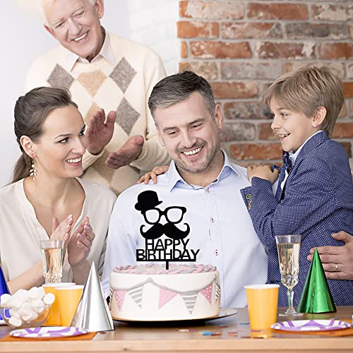 Glitte Happy Father's Day Cake Topper - Glitter Father's Day 、Happy Birthday Dad Cake Decoration Dad Party Supplies (6 * 1Pc) #TOP1