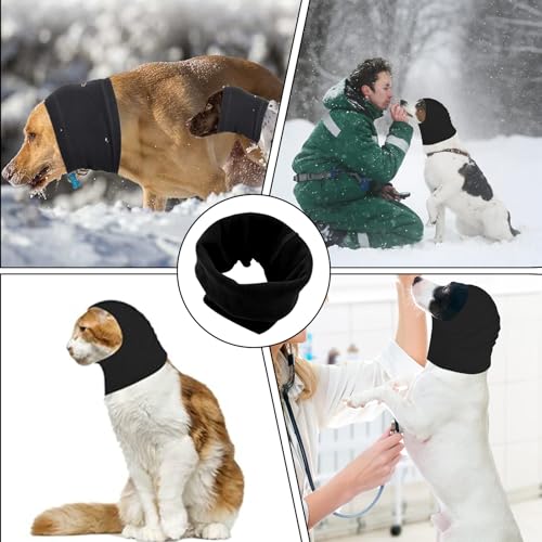 banjiabb Hundehals und Ohrenwärmer für Hunde,Gehörschutz Hund,Gehörschutz Für Hunde,Ohrenschutz Hund,Hunde Gehörschutz,Gehörschutz Hund Silvester,Ohrenschützer Hund,Hunde Ohrenschutz(M,Schwarz)