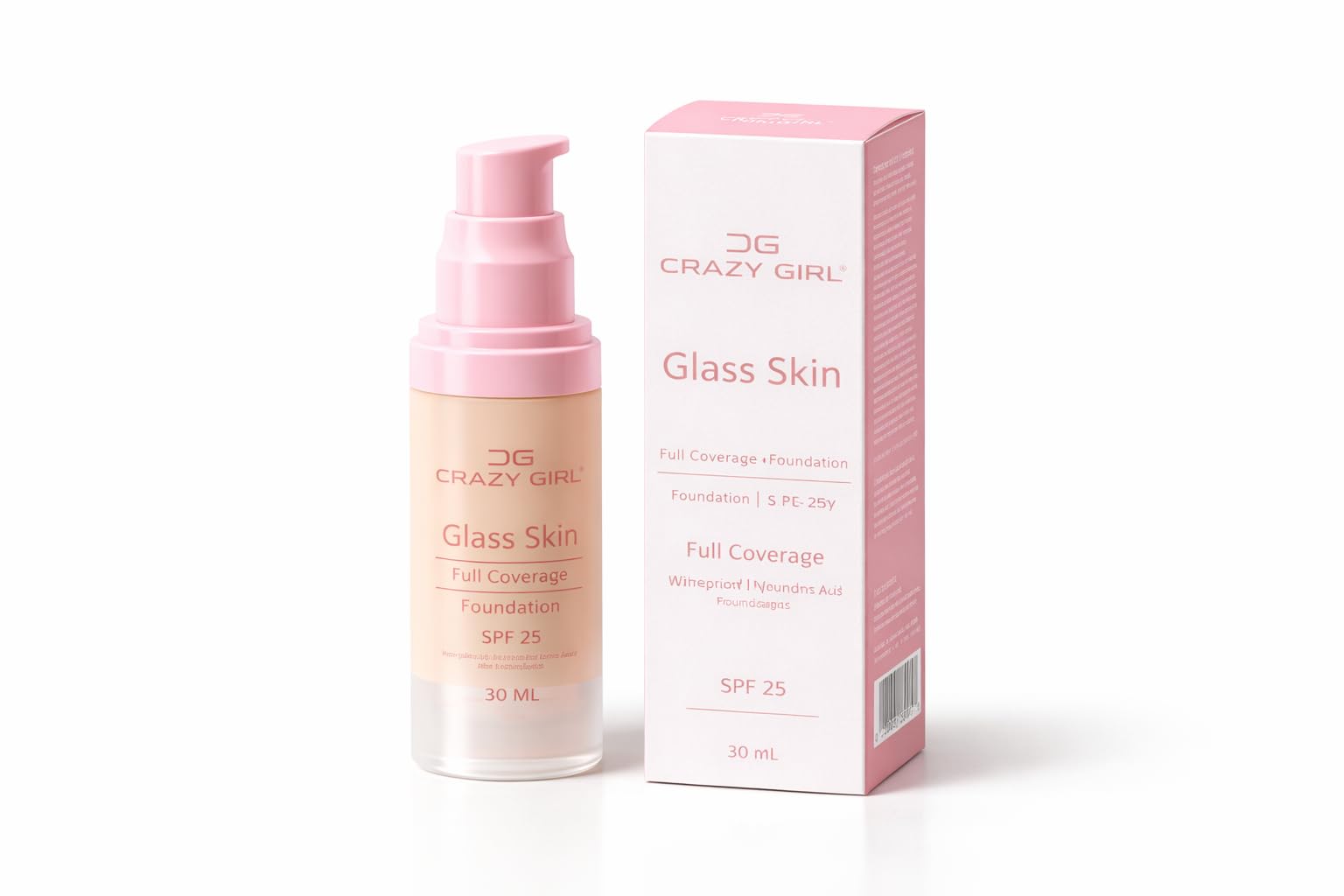 Crazy Girl Glass Skin Foundation SPF 25 | Full Coverage Liquid Foundation | Long Lasting, Lightweight, Oil Control, Waterproof Makeup | Smooth & Flawless Finish | All Skin Types | 30 ml (LIGHT BEIGE)-image-14
