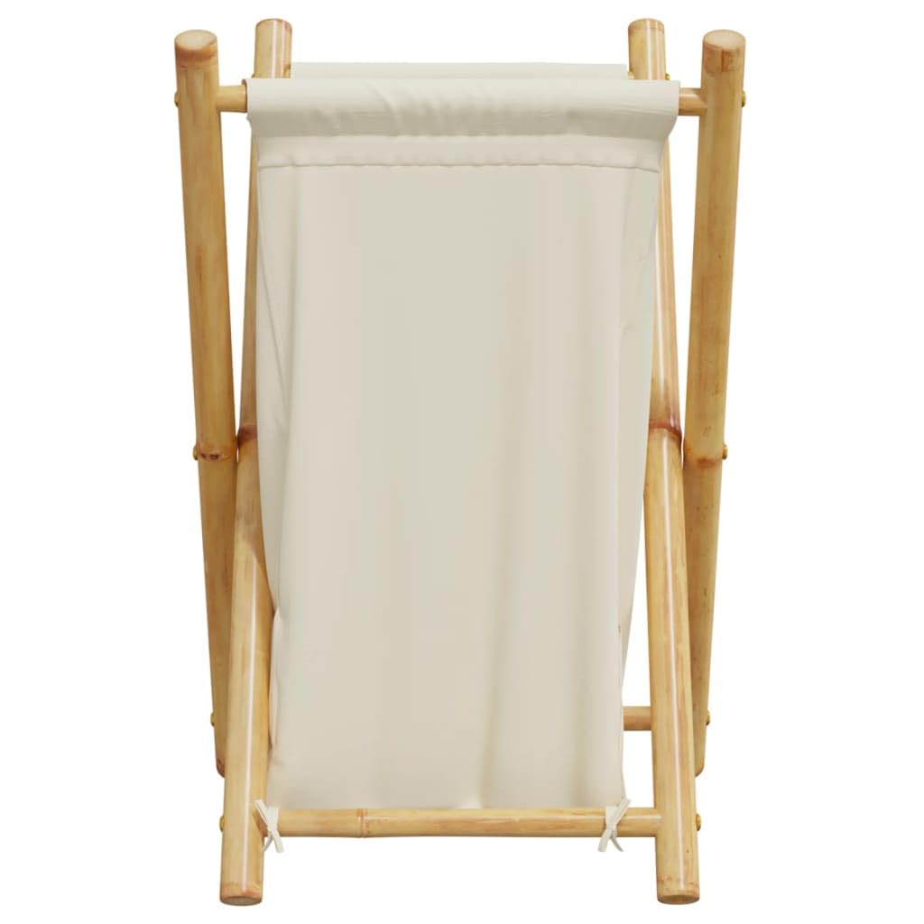 Wäschekorb Aus Bambus Cremeweiß 41,5x36x63,5 Cm | Faltbar Platzsparend, Atmungsaktiver Stoff, Leicht Transportierbar, Für Kleine Räume