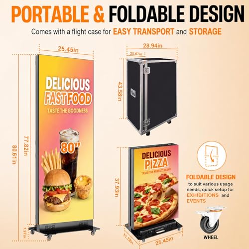 Image of 80 Inch LED Screen Poster, P1.86 Spliceable Digital Signage Display, GOB LED Poster Display with Flight Case, Commercial Advertising Display for Events, Rentals and Weddings, WiFi /USB /HDMI