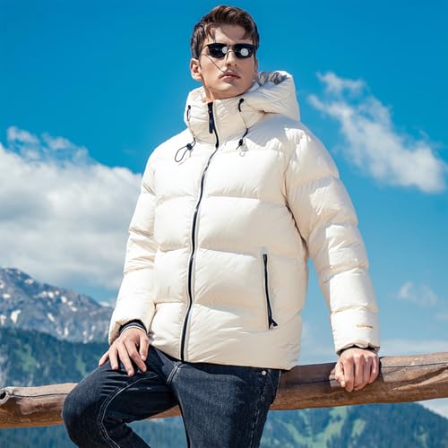 Image of Duck Down Jackets For Men,Mens Puffer Jacket For Cold Protection And Warmth,Hooded Mens Winter Coat,90 White Duck Down