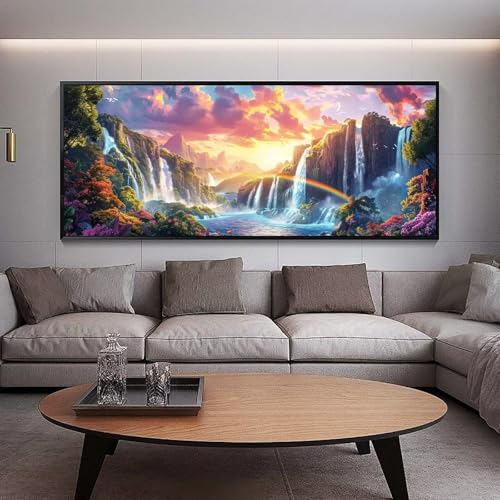 Diamond Painting Arc-en-ciel cascade grand format 150x50 cm