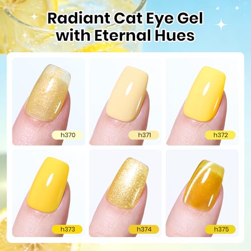 Image of Beetles Yellow Gel Nail Polish Set - Sunshine Lemonade 6 Colors Bright & Cream Yellow Glitter Gel Polish, Soak Off UV Nails Salon DIY at Home Summer Gift for Women