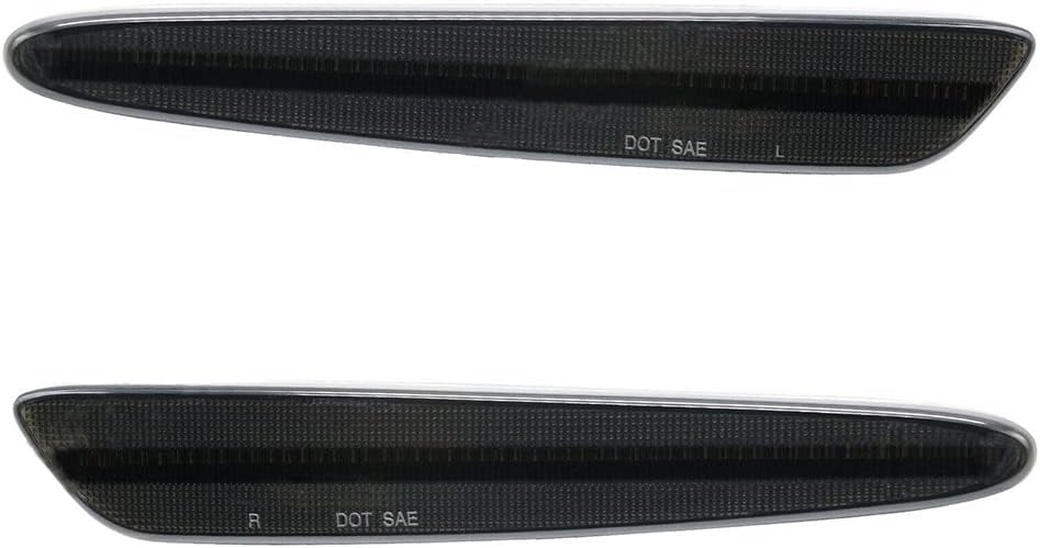 LED Rear Bumper Side Marker Lights Smoke Lens Rear White Solid Light, Compatible with Chevrolet Corvette C6 2005-2013, Rear Fender Marker Lamps
