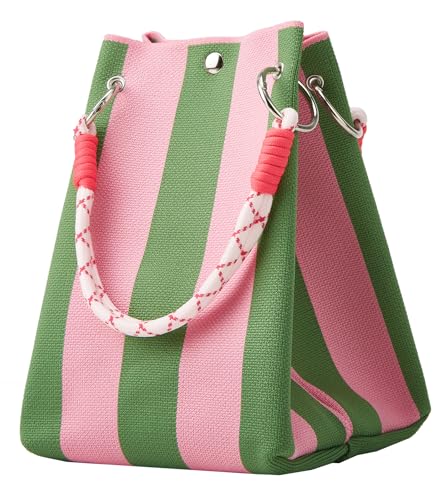 Mini bolsa de hombro tejida mujer rayas crochet pequeña miniatura 1
