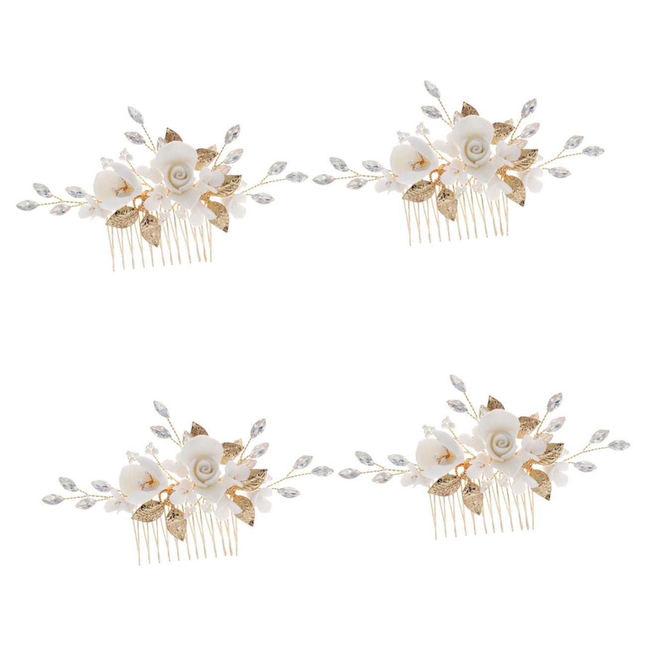 FRCOLOR 4 Stück Brautkamm hair accessories for wedding hair accessories combs Hochzeitskamm Brautaccessoires wiederverwendbarer Kopfschmuck braut haar seitenkamm Keramik Golden