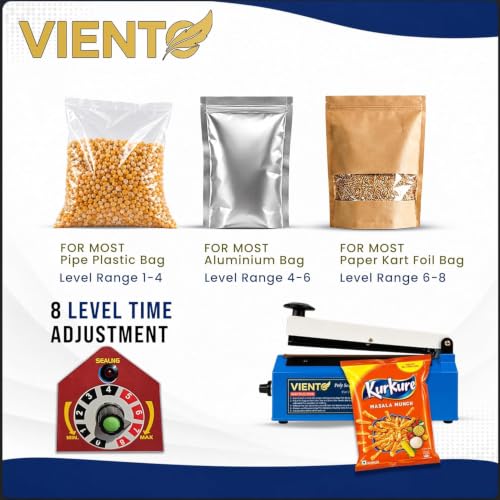 Image of 10 inch Impulse Heat Sealing Machine with Adjustable Temperature, Portable Poly Bag Sealer for PE /PP Laminated Pouches, Strong Airtight Seal, Durable Metal Body, 1-Year Warranty for Home & Business (Blue)
