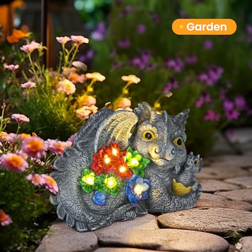 image for GIGALUMI Solar Garden Statues Dragon Statue Figurine Lights for Outsid