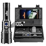 Flashlight 20000 High Lumens Rechargeable - LED Flash Light with LCD Display XHM77.2 Super Bright Police Powerful Linterna | 5 Modes & Adjustable Focus | IP67 Waterproof for Emergency Camping