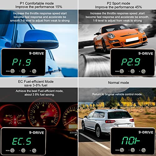 SecosAutoparts Throttle Response Controller 9 Drive 9-Mode Smart Electronic Accelerator Compatible with Ford F150 F250 Mustang Explorer Raptor Edge Fit for Land Range Rover Fit for Mazda BT5O Cx9