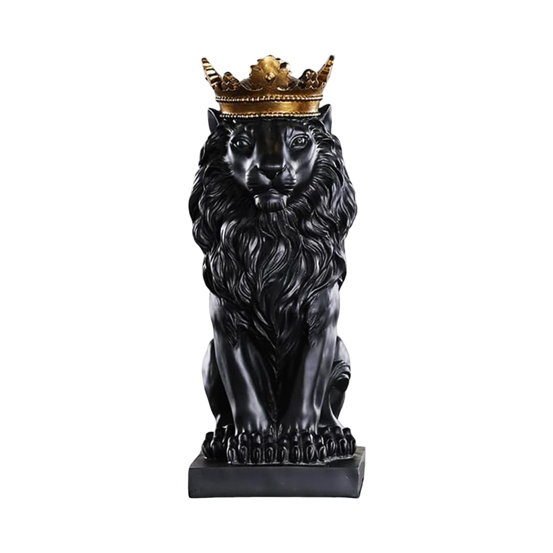 CLAWCRAFTS Lion King Statue Lion for Men | Father Office Decor | Unique Lion | Gifts for Leo Enthusiasts Lion Lion Figurine King of Forest Statue Sculpture Home Decoration Black 12 X 5INCHES