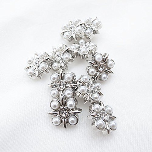 Takashima Swarovski Rhinestone and Pearl Buttons(Bijou Buttons), #CD121 13mm(1/2'')10Pieces c/#S Silver