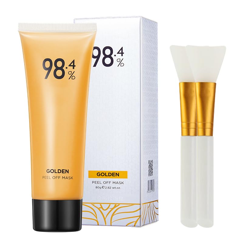 Peel-Off Anti-Wrinkle Whiten Mask, Golden Peel Off Mask, Peel Off Anti Wrinkle Face Mask, Blackhead Remover Mask Moisturizing Face Skin Care, With Brush (1pcs)