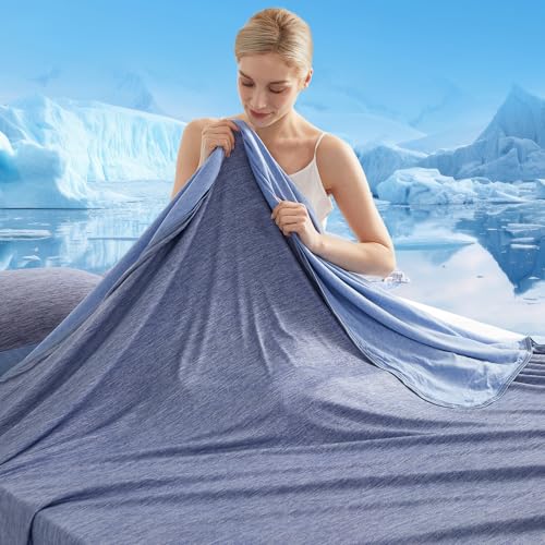 Marchpower Kühldecke Kühlende Decke mit Arc-Chill 3.0 Q-Max>0 5 Kühlfasern 2-in-1 Doppelseitige Sommerdecke Sofortige Kühlwirkung Wohndecke Kinderdecke Sofadecke Reisedecke - 150 x 200cm Blau
