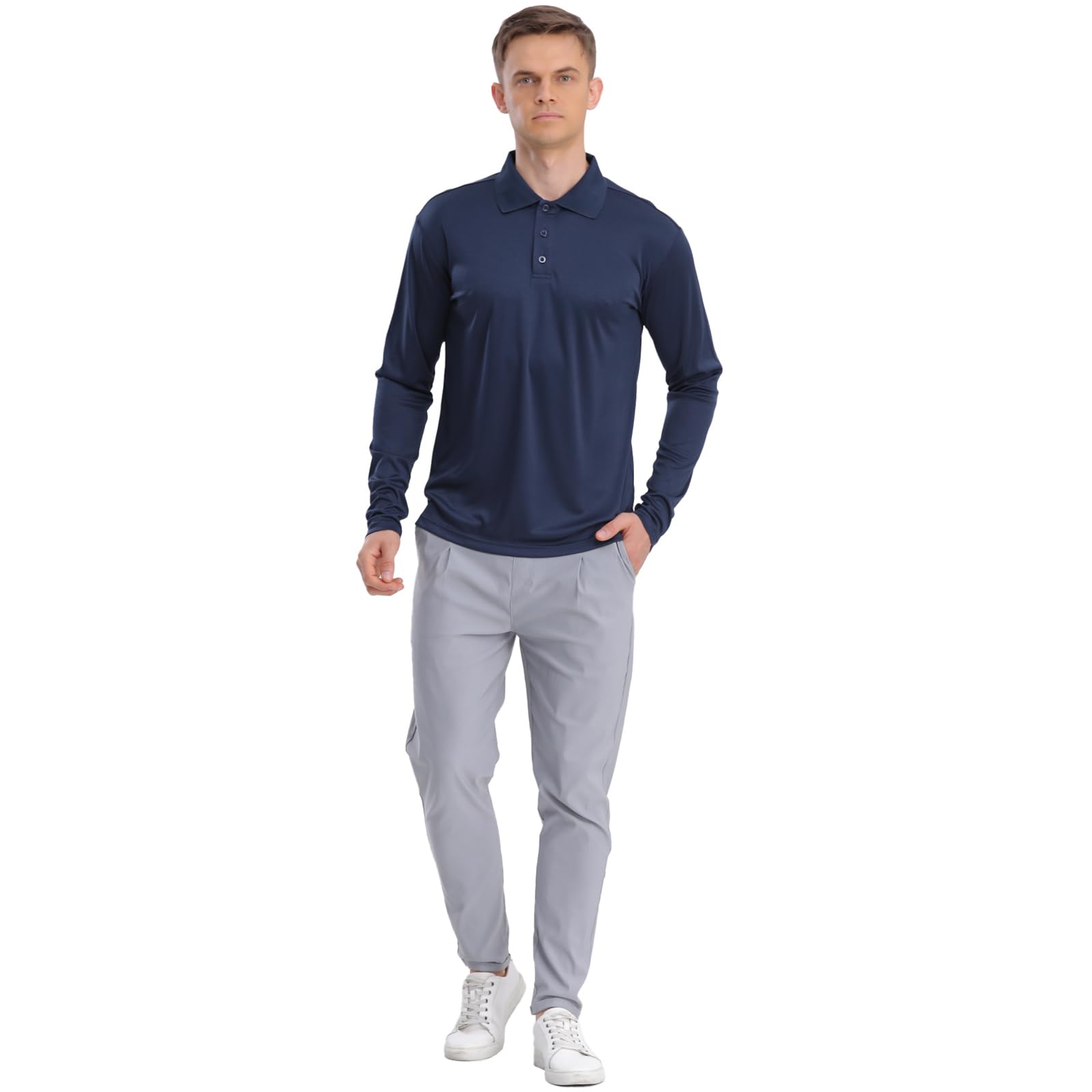 Herren-Golf-Polo-Shirts, 1er-Pack/4er-Pack, langärmelig, schnelltrocknend, athletisch, lässig, leistungsstark, für Herren