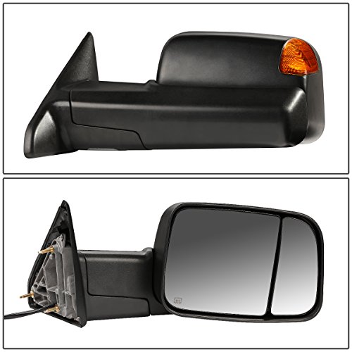 Image of DNA MOTORING TWM-013-T888-BK-AM Pair of Towing Side Mirrors (Driver & Passenger Sides),Black Housing /Amber Corner