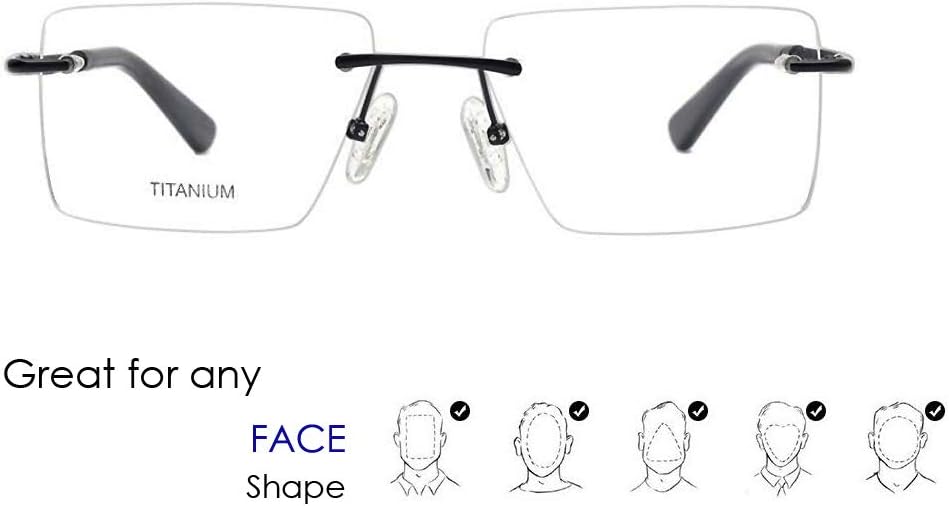 Circleperson Rimless Pure Titanium Eyeglasses frame Square Light Weight