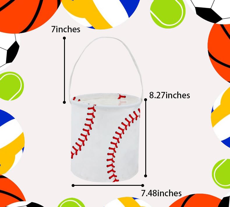 Image of Baseball Easter Bucket Easter Basket for Kids Baby Storage Basket Cute Toy Storage Bin Organizer Shelf Book Basket Easter Room Decor(Baseball)