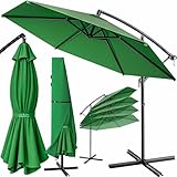 grand parasol vert FLEXIBLE ET PRATIQUE : Le parasol déporté en aluminium inoxydable est équipé d'un socle et présente une grande flexibilité en termes d'emplacement. Par ailleurs, il dispose d'une toile en polyester robuste et hydrofuge ainsi que d'un pied en croix assurant une grande stabilité.